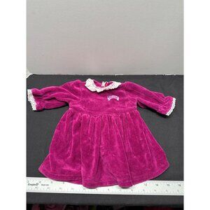 Vintage Pamela Doll Dress Velvet With Lace Collar & Sleeves Magenta White Embroi